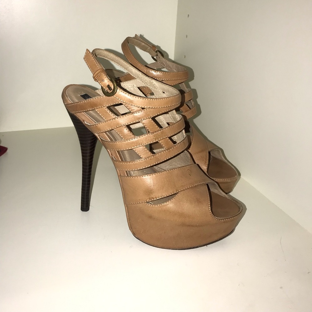 Mia shadow tan leather strappy heels